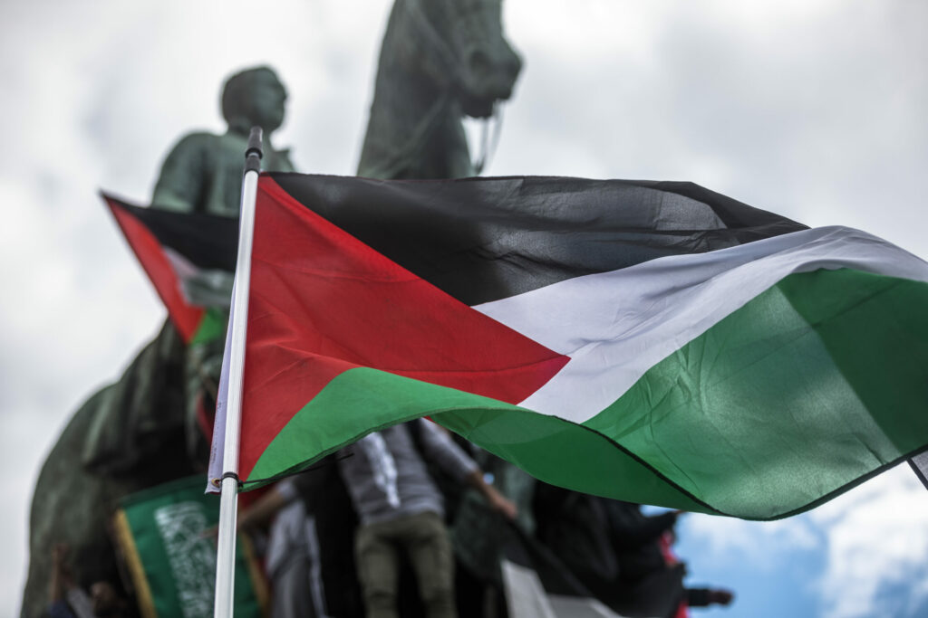 Demonstration in Brussels after Israel's interception of Gaza aid Flotilla