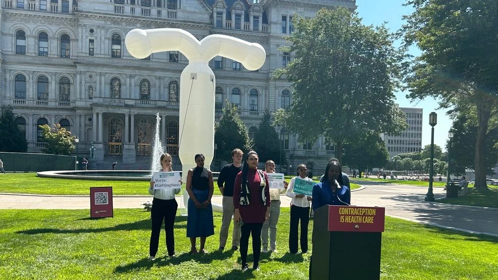 Giant IUD installation arrives in Brussels as activists warn women's health is 'non-negotiable'